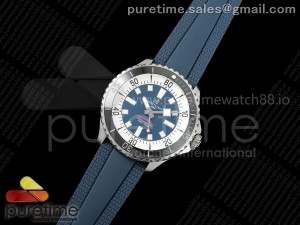 SuperOcean Automatic 44 SS Black Bezel TF 1:1 Best Edition Blue Dial on Blue Rubber Strap A2824
