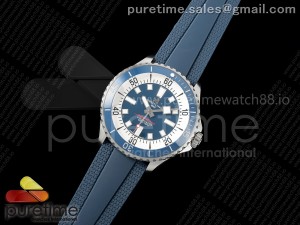 SuperOcean Automatic 44 SS Blue Bezel TF 1:1 Best Edition Blue Dial on Blue Rubber Strap A2824