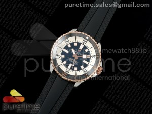 SuperOcean Automatic 44 SS/RG TF 1:1 Best Edition Black/White Dial on Black Rubber Strap A2824