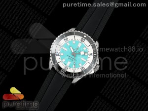 SuperOcean Automatic 44 SS Black Bezel TF 1:1 Best Edition Tiffany Blue Dial on Black Rubber Strap A2824