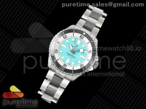 SuperOcean Automatic 44 SS Black Bezel TF 1:1 Best Edition Tiffany Blue Dial on SS Bracelet A2824