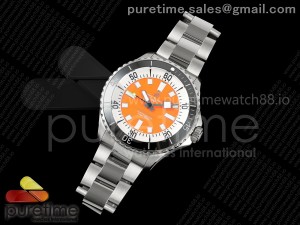 SuperOcean Automatic 44 SS Black Bezel TF 1:1 Best Edition Orange Dial on SS Bracelet A2824