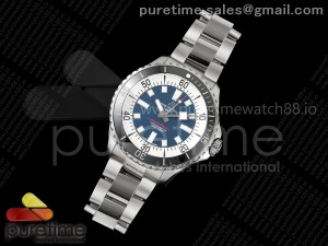 SuperOcean Automatic 44 SS Black Bezel TF 1:1 Best Edition Blue Dial on SS Bracelet A2824