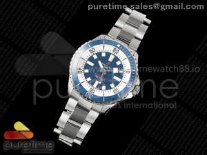 SuperOcean Automatic 44 SS Blue Bezel TF 1:1 Best Edition Blue Dial on SS Bracelet A2824