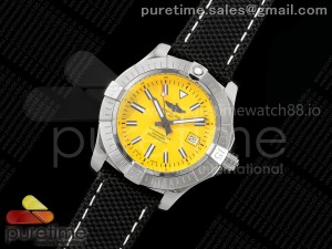 Avenger Automatic 43mm SS TF 1:1 Best Edition Yellow Dial on Black Nylon Strap A2824 V2