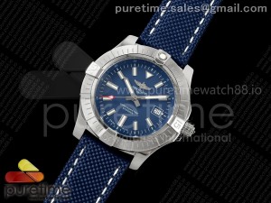 Avenger Automatic 43mm SS TF 1:1 Best Edition Blue Dial on Blue Nylon Strap A2824 V2