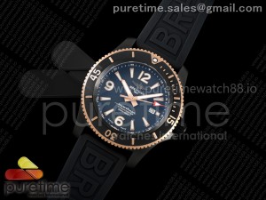 Superocean Automatic 46 PVD TF 1:1 Best Edition Black Dial RG Bezel on Black Rubber Strap A2824 V2