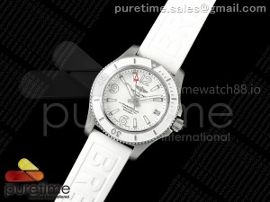 Superocean Automatic 36 SS TF 1:1 Best Edition White Dial White Bezel on White Rubber Strap A2824 V2