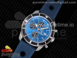 Superocean Heritage ii Chrono 46 SS OMF 1:1 Best Edition Blue Bezel Blue/Black Dial on Blue Rubber Strap A7750