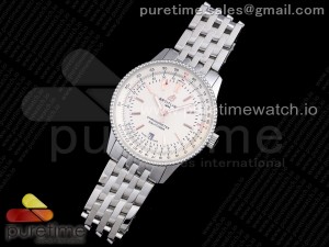 Navitimer 1 SS 41mm TF 1:1 Best Edition White Dial on SS Bracelet A2824