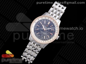 Navitimer 1 SS 41mm TF 1:1 Best Edition RG Bezel Gray Dial on SS Bracelet A2824