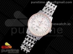 Navitimer 1 SS 41mm TF 1:1 Best Edition RG Bezel White Dial on SS Bracelet A2824