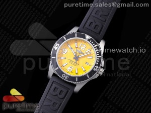 Superocean Automatic 44 TF 1:1 Best Edition Yellow Dial Black Bezel on Black Rubber Strap A2824