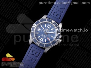 Superocean Automatic 44 TF 1:1 Best Edition Blue Dial Blue Bezel on Blue Rubber Strap A2824