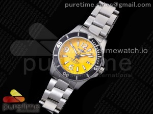 Superocean Automatic 44 TF 1:1 Best Edition Yellow Dial Black Bezel on SS Bracelet A2824