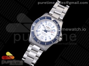 Superocean Automatic 44 TF 1:1 Best Edition White Dial Blue Bezel on SS Bracelet A2824