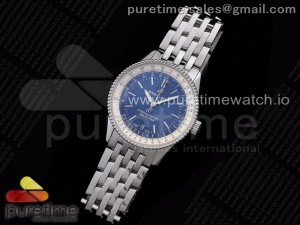 Navitimer 1 SS 38mm TF 1:1 Best Edition White Bezel Blue Dial on SS Bracelet A2824