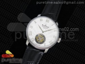 Carrousel Tourbillon SS White Dial on Black Leather Strap