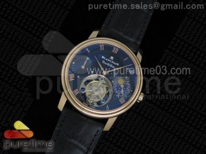 Carrousel Tourbillon RG Black Dial 2 Sub Dials on Black Leather Strap