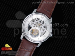 Fantasy Tourbillon SS Silver Skeleton Dial on Brown Leather Strap