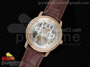 Fantasy Tourbillon RG Gray Skeleton Dial on Brown Leather Strap