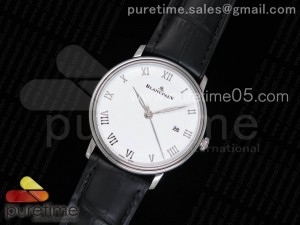 Villeret 6651 SS ZF 1:1 Best Edition White Dial on Black Leather Strap A1151