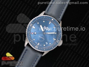 Fifty Fathoms Bathyscaphe Ceramic ZF 1:1 Best Edition Blue Dial on Blue Sail-Canvas Strap A1315