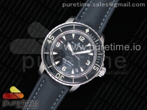 Fifty Fathoms Black Titanium ZF 1:1 Best Edition Black Dial on Sail-canvas Strap A1315