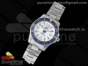 Superocean Automatic 44 TF 1:1 Best Edition White Dial Blue Bezel on SS Bracelet A2824