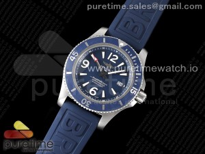 Superocean Automatic 44 TF 1:1 Best Edition Blue Dial Blue Bezel on Blue Rubber Strap A2824