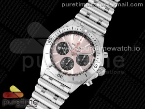 Chronomat B01 42mm SS TF 1:1 Best Edition Pink Dial on SS Bracelet A7750