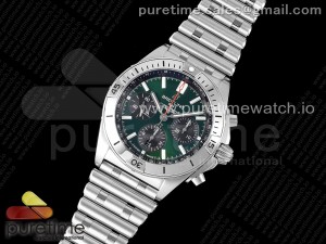 Chronomat B01 42mm SS TF 1:1 Best Edition Green Dial on SS Bracelet A7750