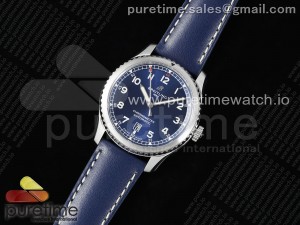 Navitimer 8 Automatic 41mm SS TF 1:1 Best Edition Blue Dial on Blue Leather Strap A2824