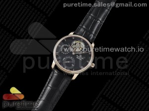 Villeret Tourbillon RG Real PR JBF Best Edition Black Dial on Black Leather Strap V2