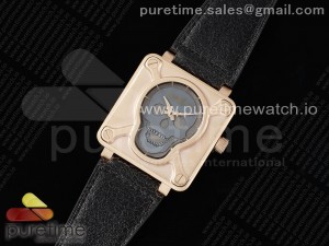 BR01 Bronze BRSF 1:1 Best Edition Gray Skull Dial on Black Leather Strap A2824