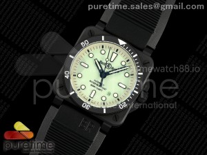 BR03-92 Black Ceramic M+F 1:1 Best Edition Lumed Tiffany Blue Dial on Rubber Strap A2892