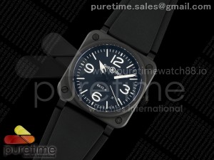 BR03A Black Ceramic M+F 1:1 Best Edition Black Dial on Rubber Strap A2892