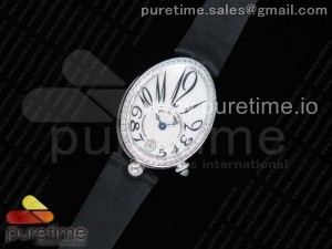 Reine de Naples 8918BB SS ZF 1:1 Best Edition White MOP Dial Diamonds Bezel on Black Fabric Strap A537