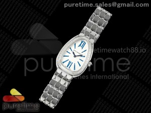 Serpenti Seduttori SS BVF 1:1 Best Edition White/Blue Dial Diamonds Bezel on SS Bracelet ETA Quartz