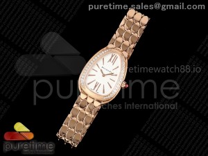 Serpenti Seduttori RG BVF 1:1 Best Edition White/Blue Dial Diamonds Bezel on RG Bracelet ETA Quartz