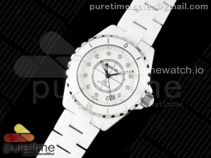 J13 38mm East Factory 1:1 Best Edition White Korea Ceramic Diamonds Markers Dial on Bracelet A2892