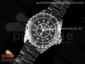 J13 38mm East Factory 1:1 Best Edition Black Korea Ceramic Diamonds Markers Dial on Bracelet A2892