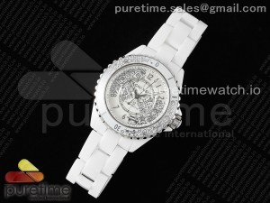 J13 38mm East Factory 1:1 Best Edition White Ceramic Sapphire Caseback White Textured Dial on Bracelet A12.1