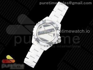 J13 38mm East Factory 1:1 Best Edition White Korea Ceramic Stripe Dial on Bracelet A2892