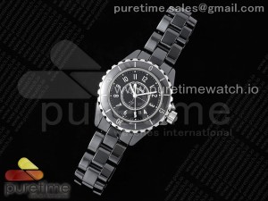J13 33mm XF 1:1 Best Edition Black Korea Ceramic Black Numeral Dial on Bracelet Swiss Quartz