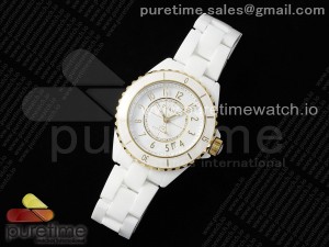 J13 38mm YG White Ceramic BVF 1:1 Best Edition White Dial on Bracelet A12.1