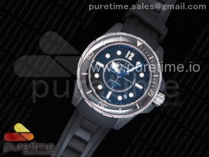 J13 Marine 38mm Black Ceramic Black Dial on Black Rubber Strap A2824