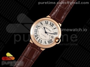 Ballon Bleu 42mm RG AF 1:1 Best Edition White Textured Dial on Brown Leather Strap A2824