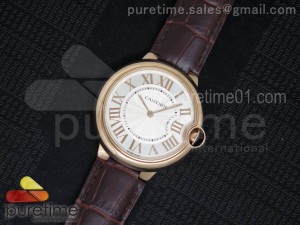 Ballon Bleu 42mm RG White Texture Dial RG Markers on Brown Leather Strap MIYOTA9015