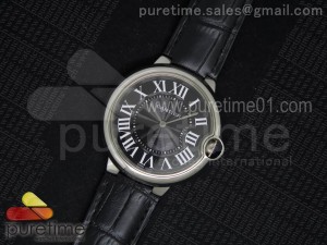 Ballon Bleu 42mm SS Black Texture Dial on Black Leather Strap MIYOTA9015